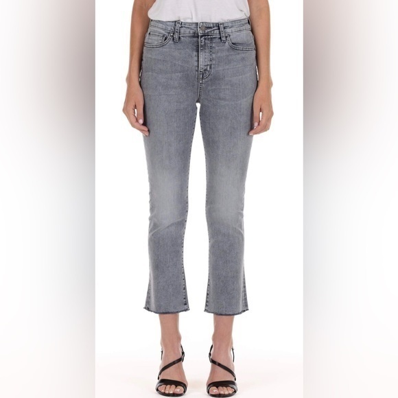 Fidelity Denim Juniper Crop Flare Jeans in Surfire Gray Raw‎ Hem Size 29 - Picture 1 of 12